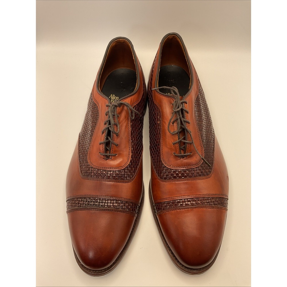 Allen Edmonds Winhall Cap Toe Oxford Mens Size 14 E Brown USA Woven Leather - Picture 4 of 9